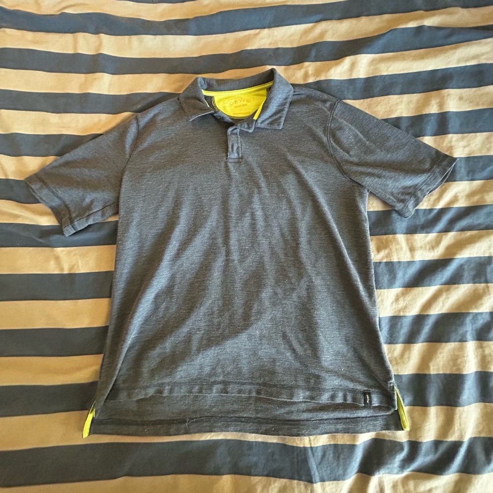 Blue orvis collard shirt